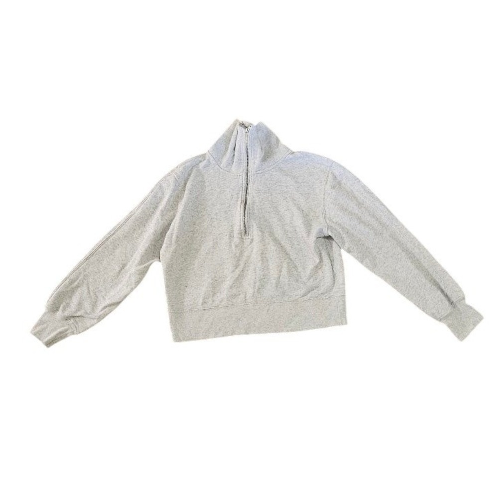 Abercrombie & Fitch Soft A&F Gray Quarter Zip Cropped Sweatshirt Women Small